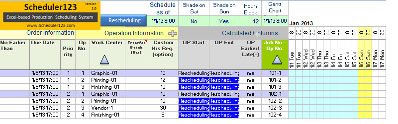 Production Scheduling Excel Template from www.scheduler123.com